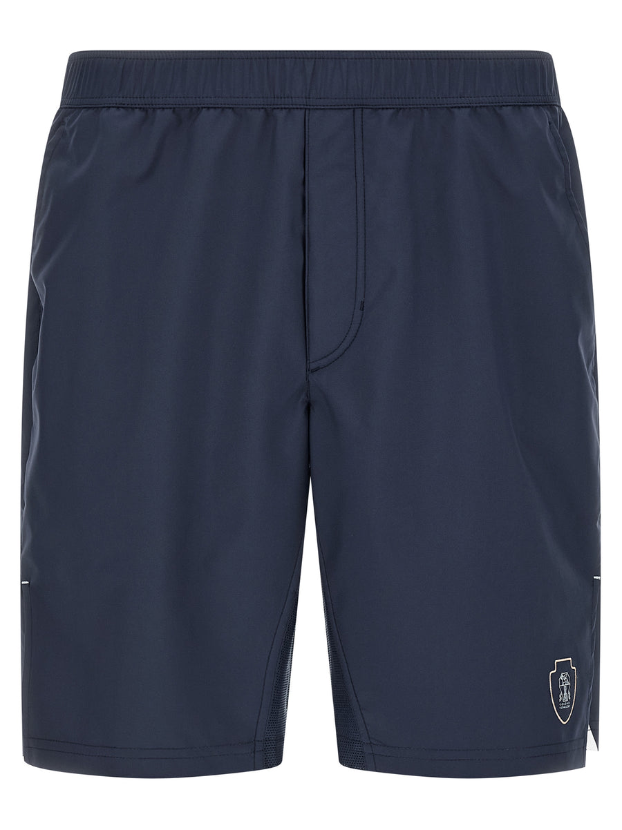 Blue Polyester Bermuda Shorts