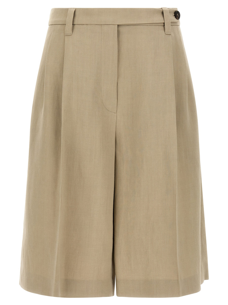 Beige Viscose Bermuda Shorts