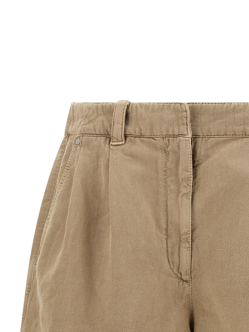 Beige Cotton Bermuda Shorts