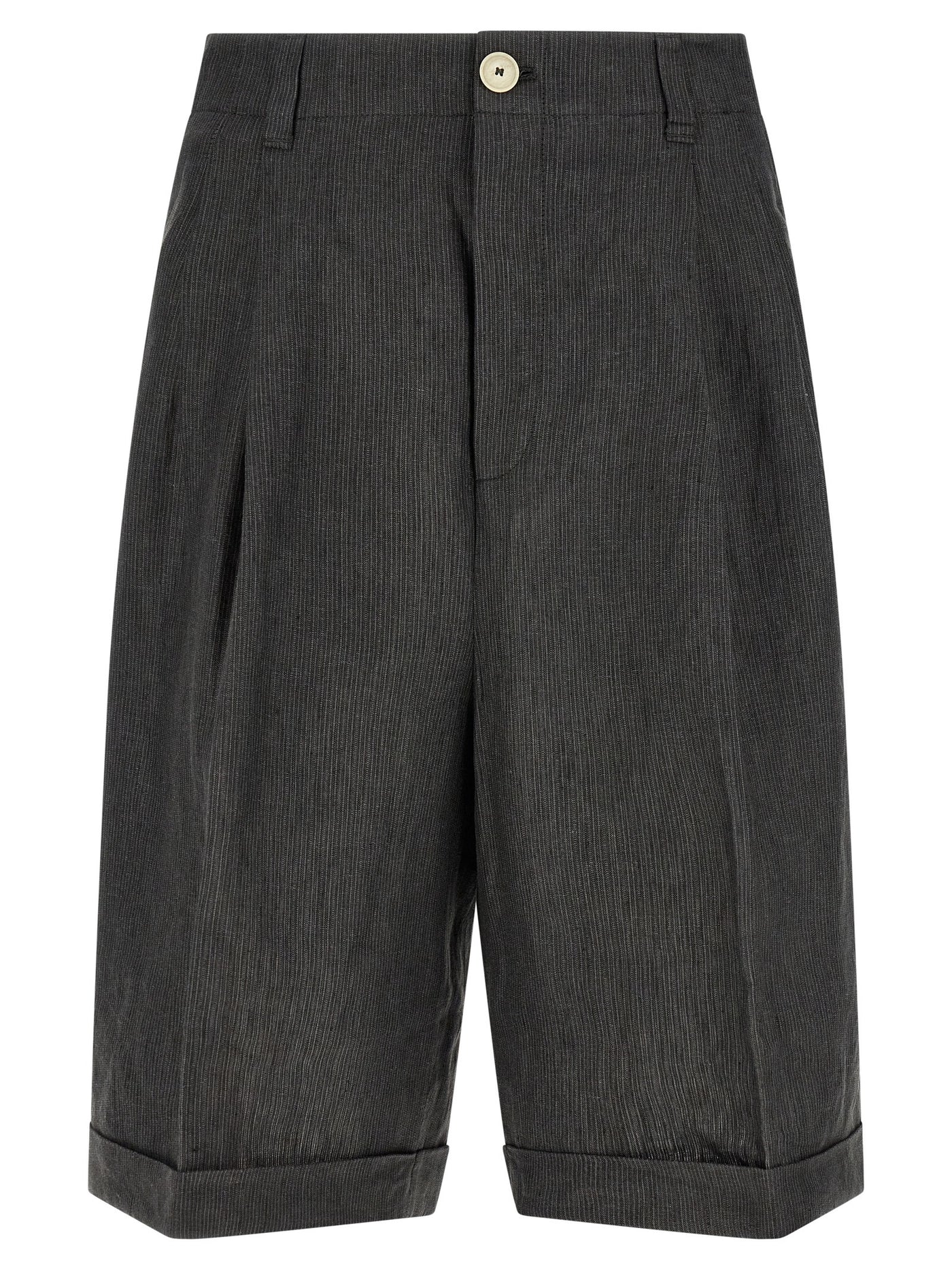 Gray Linen Bermuda Shorts