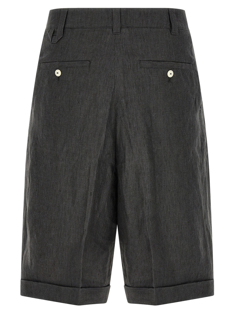 Gray Linen Bermuda Shorts