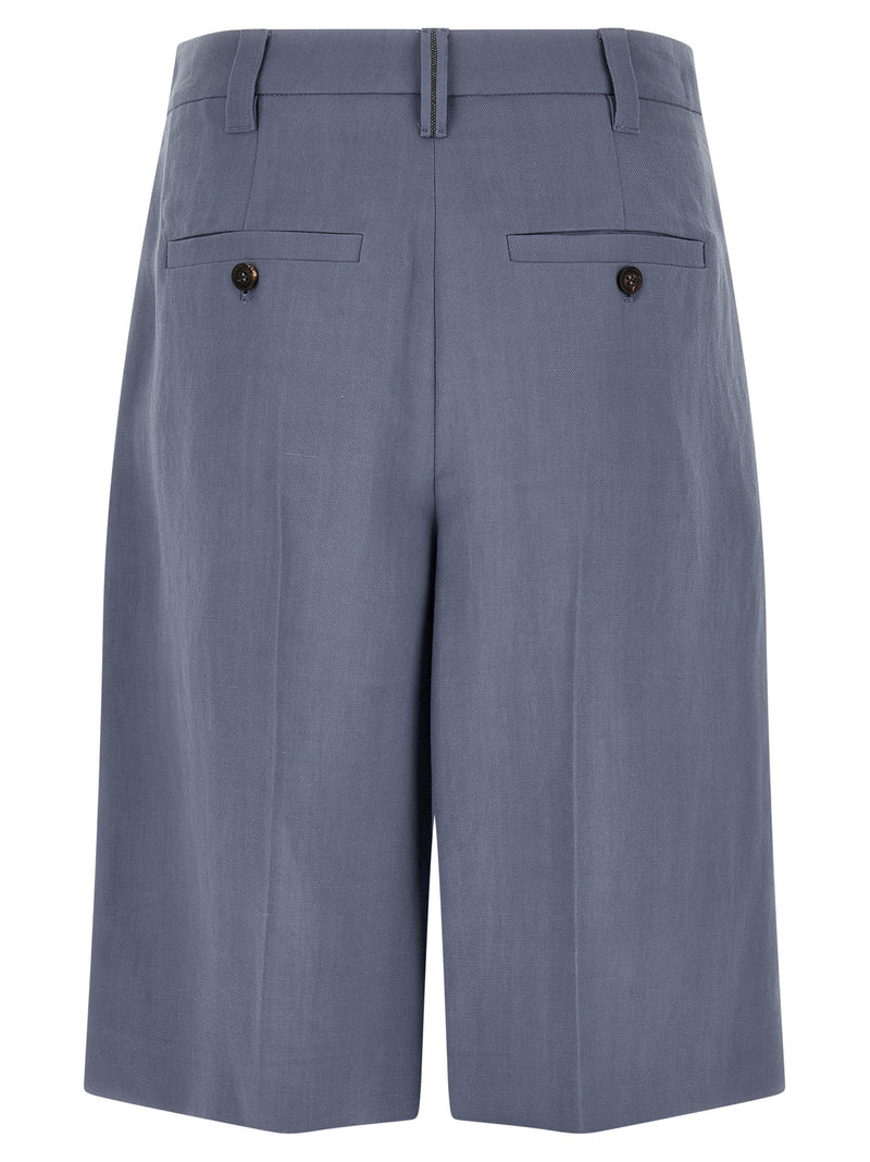 Blue Viscose Bermuda Shorts