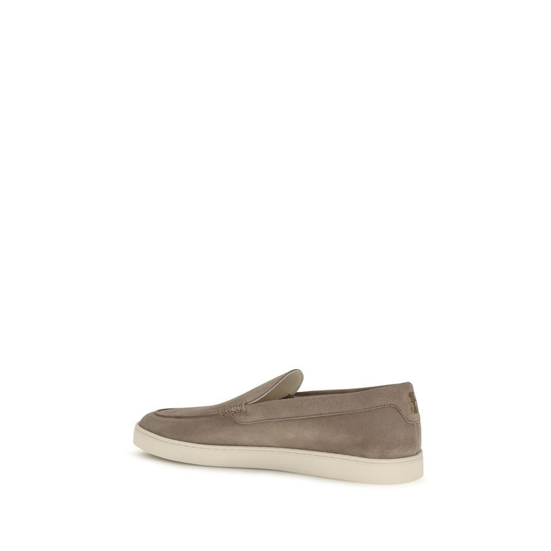 Gray Calf Leather Bos Taurus Slip-On Loafers