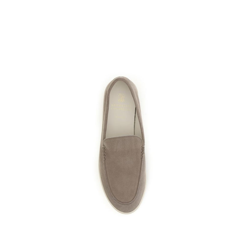 Gray Calf Leather Bos Taurus Slip-On Loafers