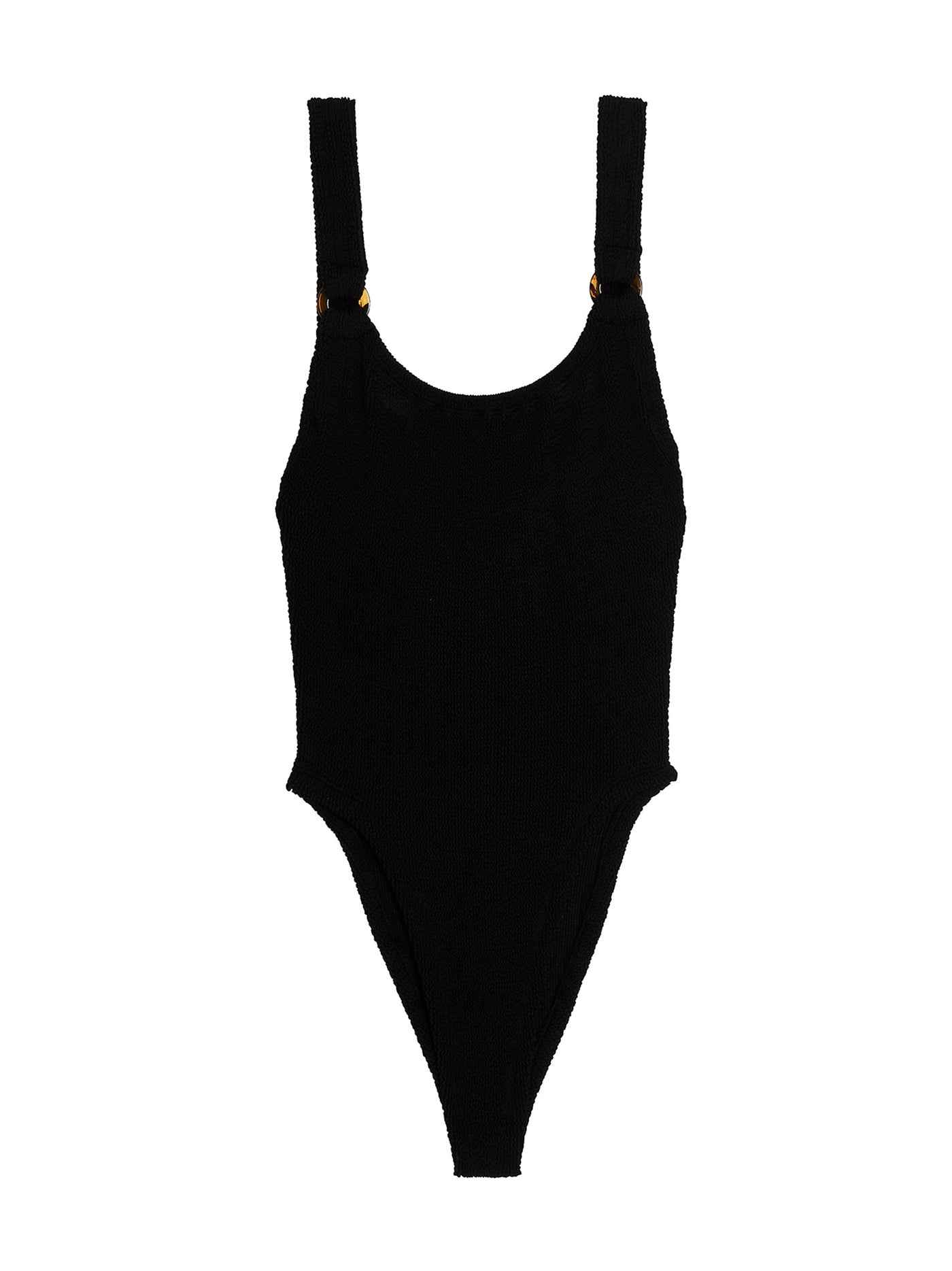 Black Nylon One-Piece Swimsuit
