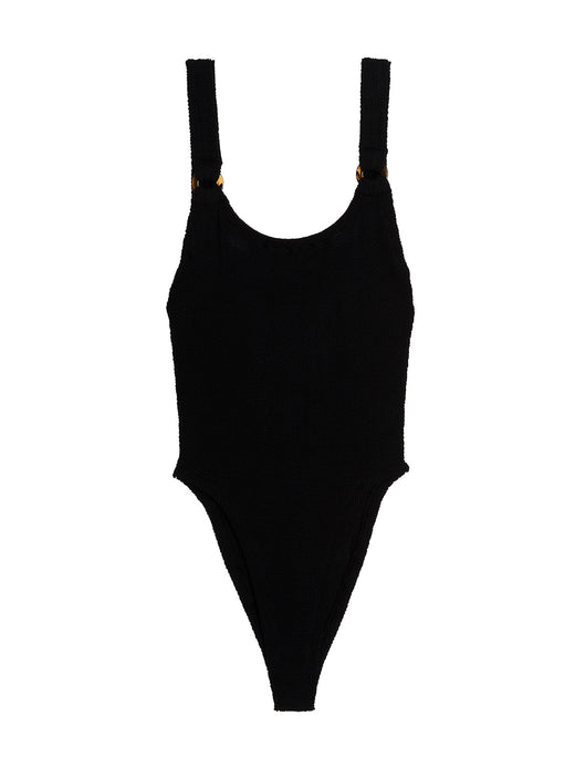 Black Nylon One-Piece Swimsuit