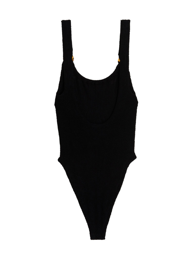 Black Nylon One-Piece Swimsuit