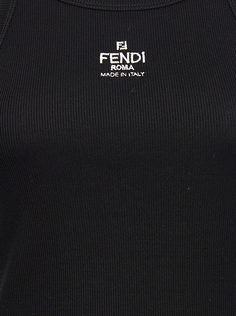 Black Cotton Sleeveles T-Shirt