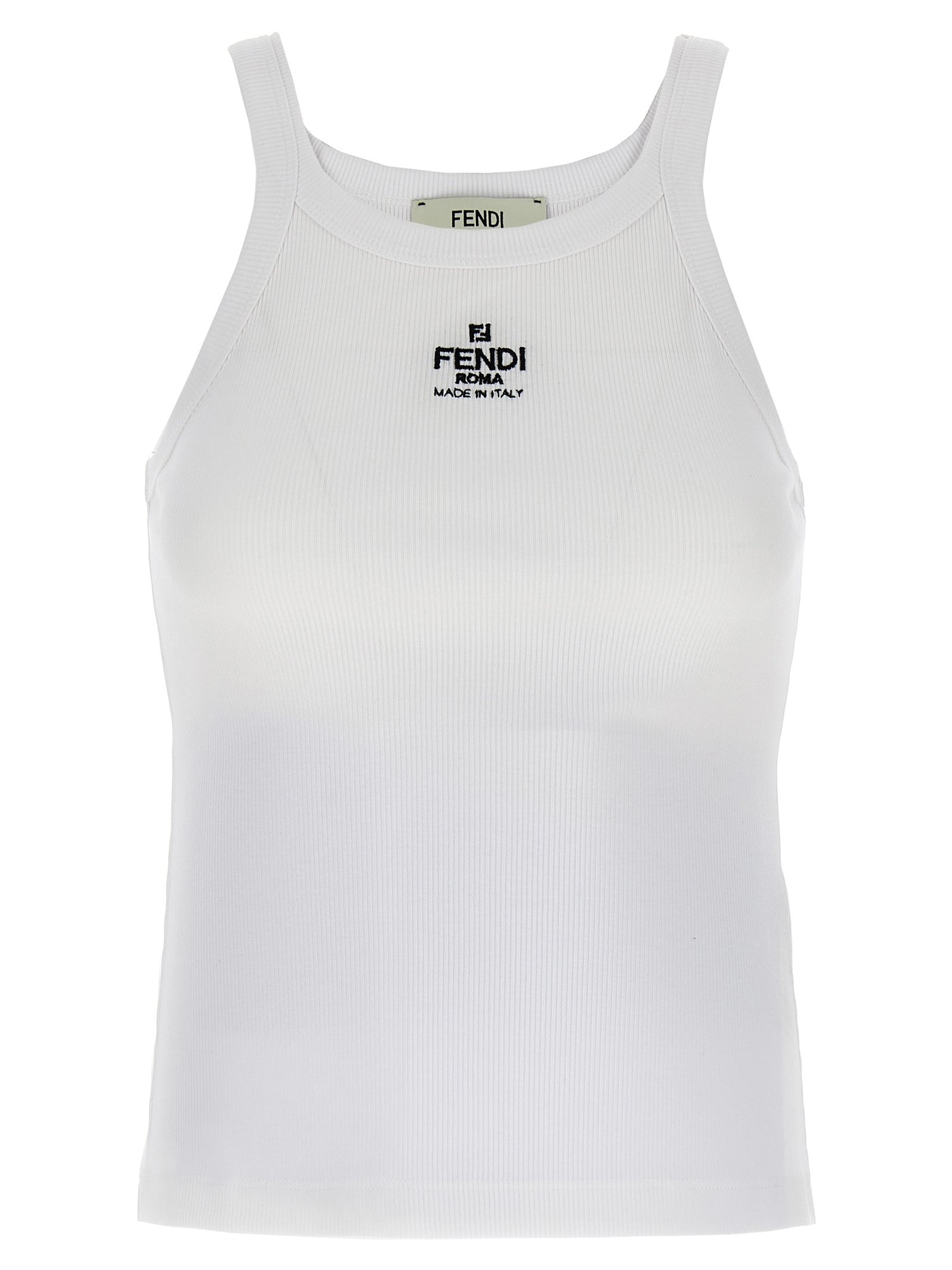 White Cotton Sleeveles T-Shirt