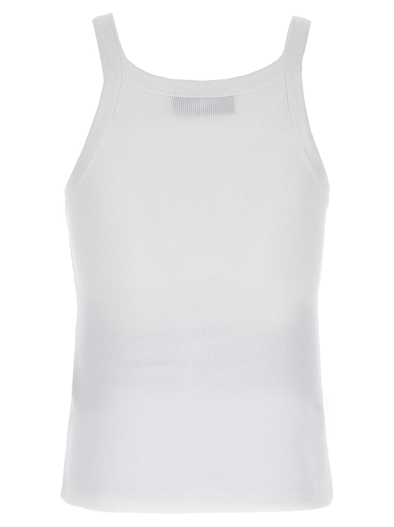 White Cotton Sleeveles T-Shirt