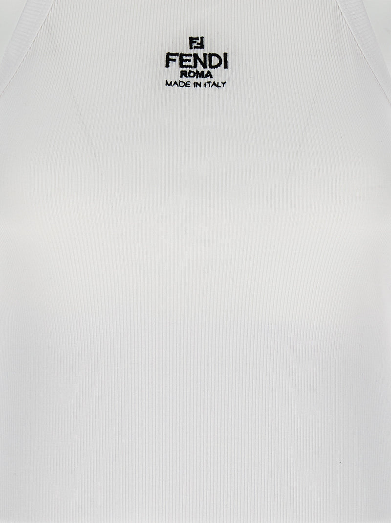 White Cotton Sleeveles T-Shirt