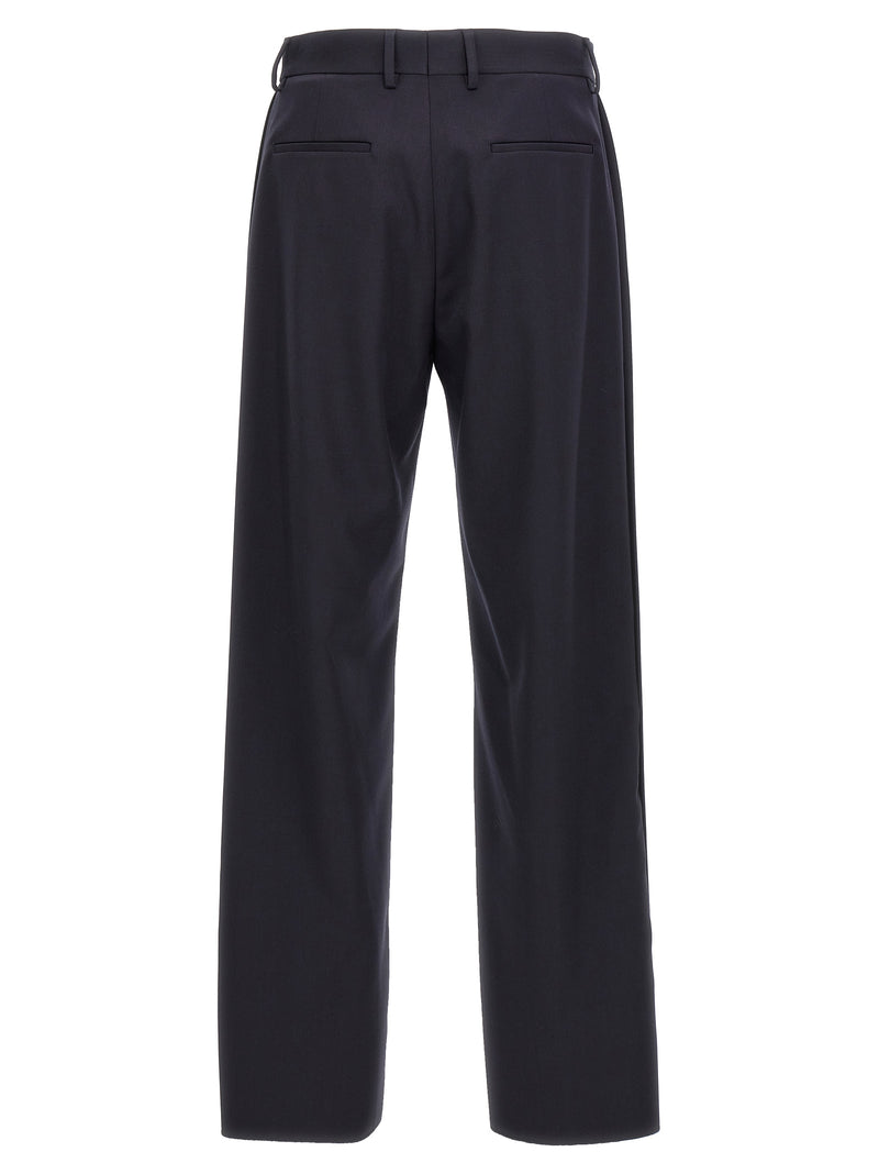 Blue Polyester Casual Pants