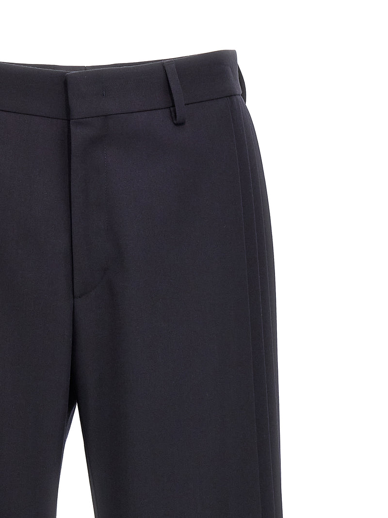 Blue Polyester Casual Pants