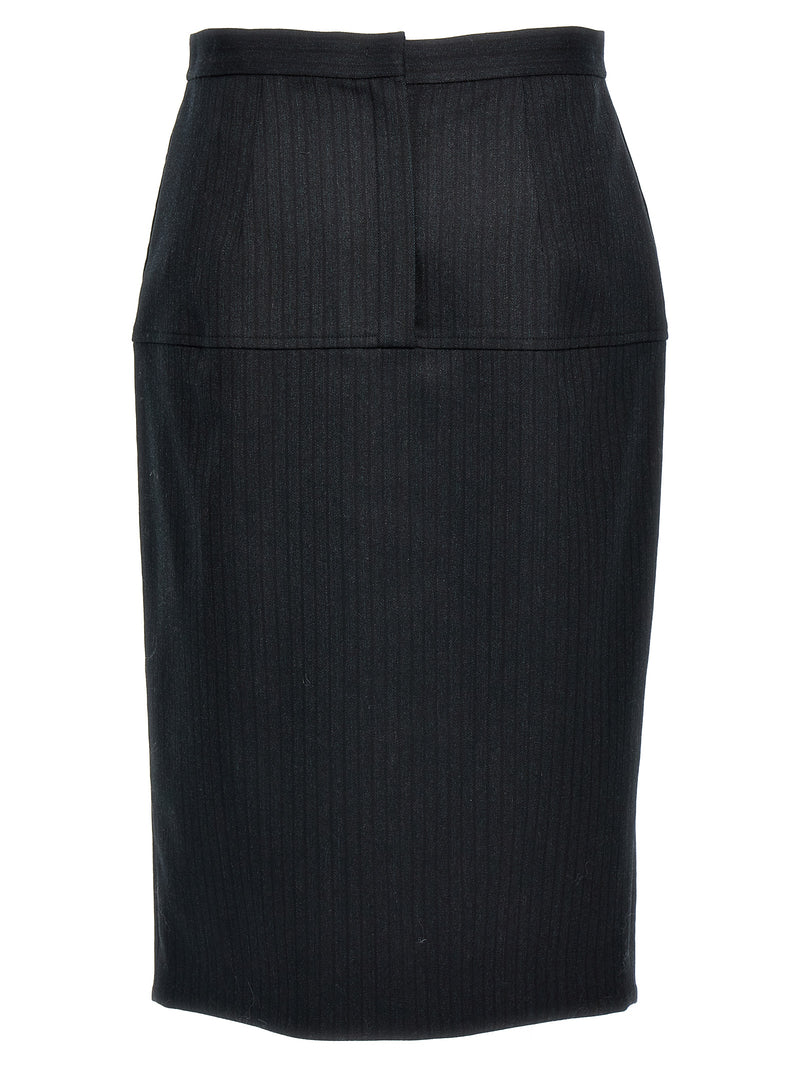 Gray Virgin Wool Midi Skirt