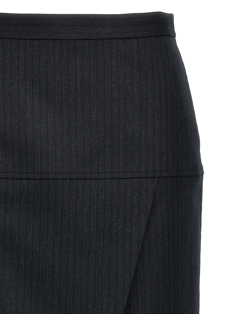 Gray Virgin Wool Midi Skirt