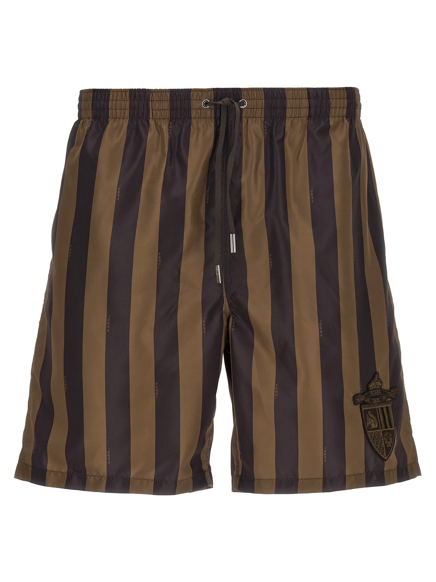 Brown Polyester Swim Shorts