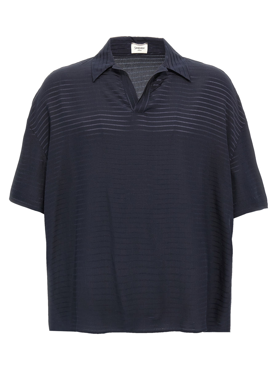 Blue Silk Polo Shirt