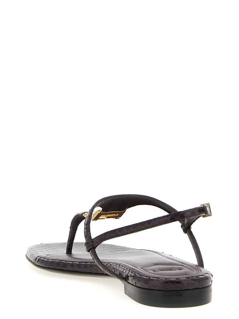 Purple Elastane Flat Sandals