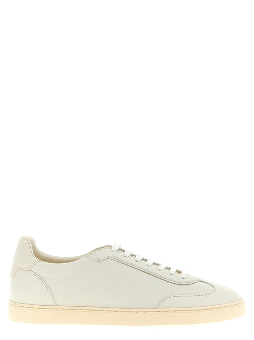 White Goatskin Low Top Sneakers