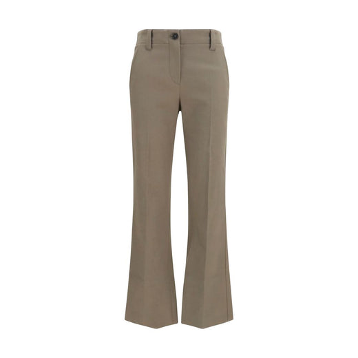 Brown Cotton Flared Pants