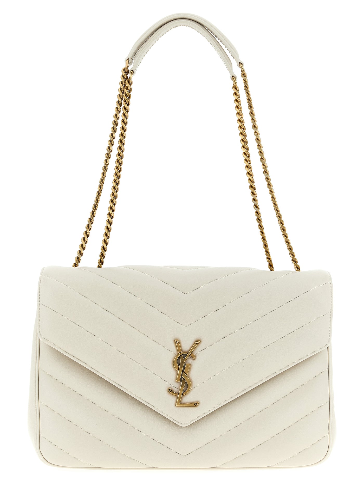 Beige Lamb Leather Shoulder Bag