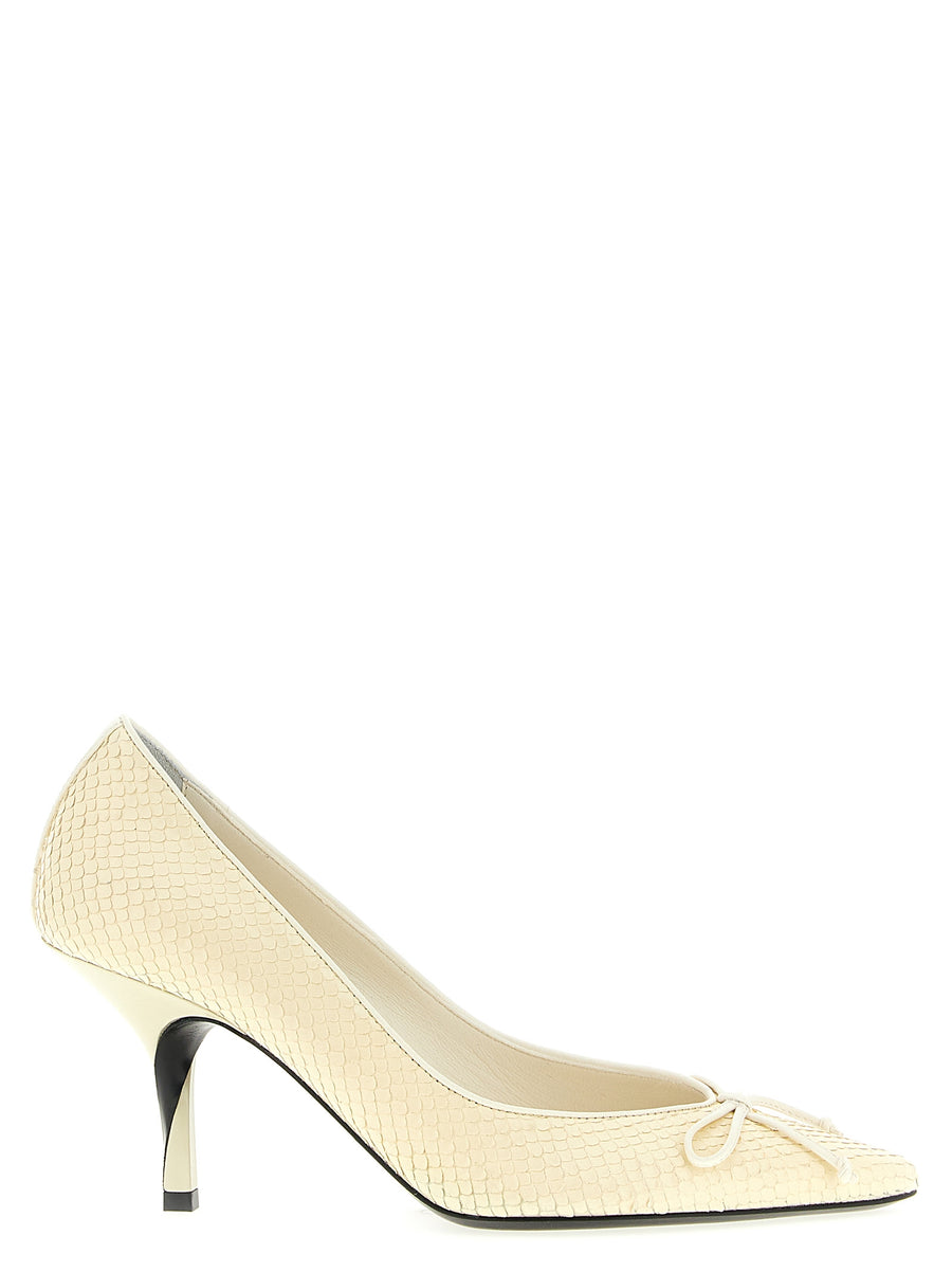 Beige Calfskin High Heel Pumps