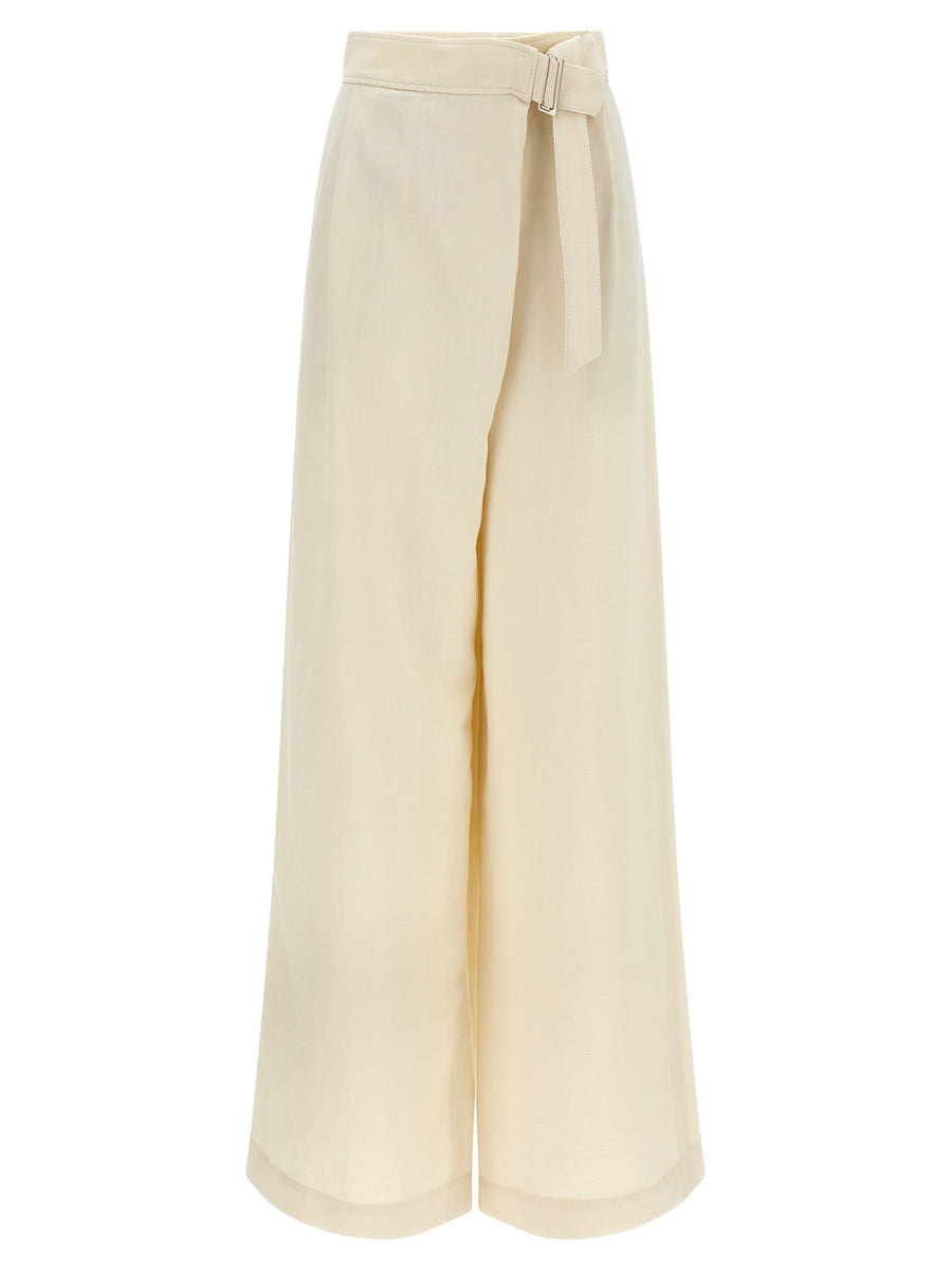 White Viscose Casual Pants
