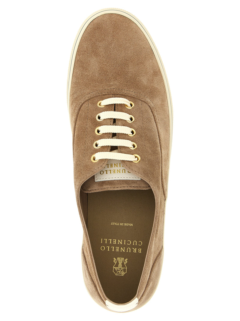 Beige Calfskin Low Top Sneakers