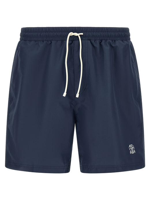 Blue Polyester Swim Shorts