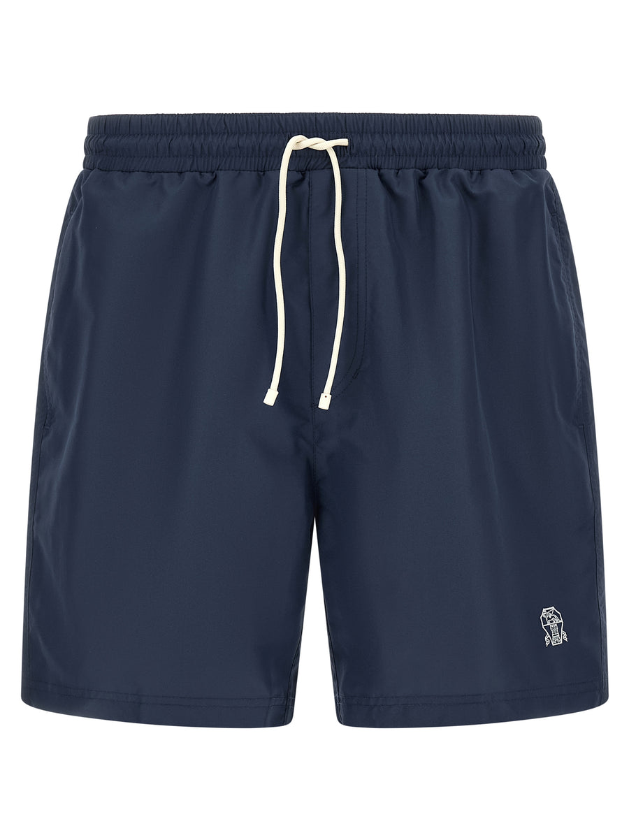Blue Polyester Swim Shorts