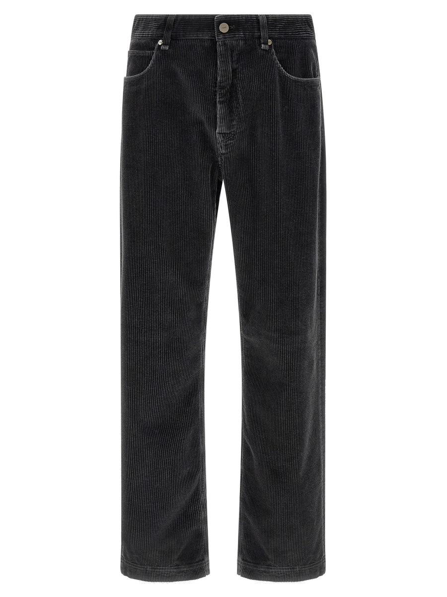 Gray Cotton Casual Pants