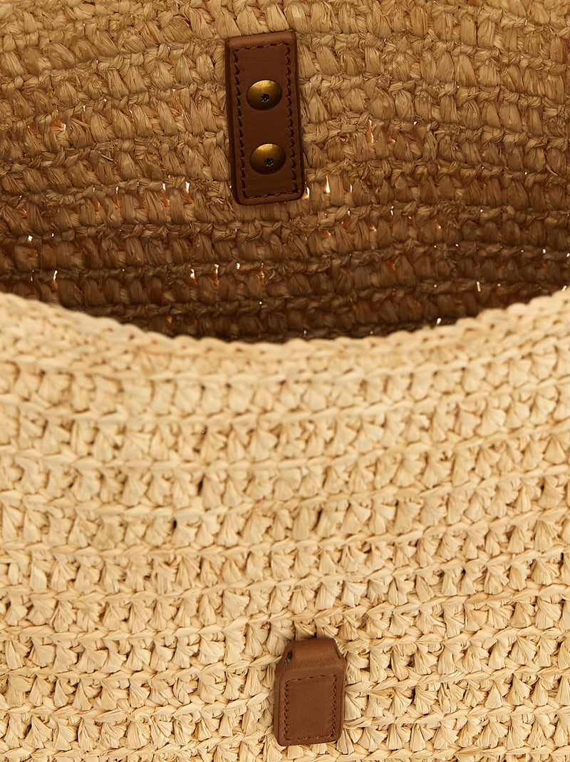 Beige Raffia Shoulder Bag