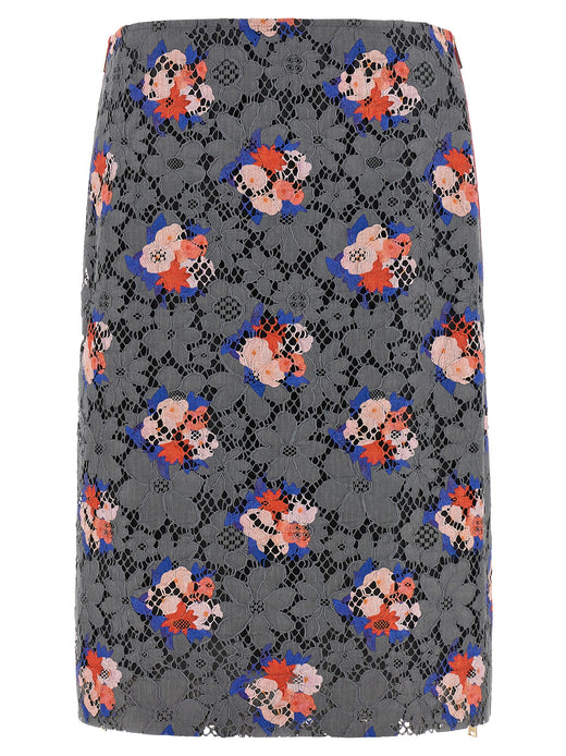 Gray Cotton Midi Skirt