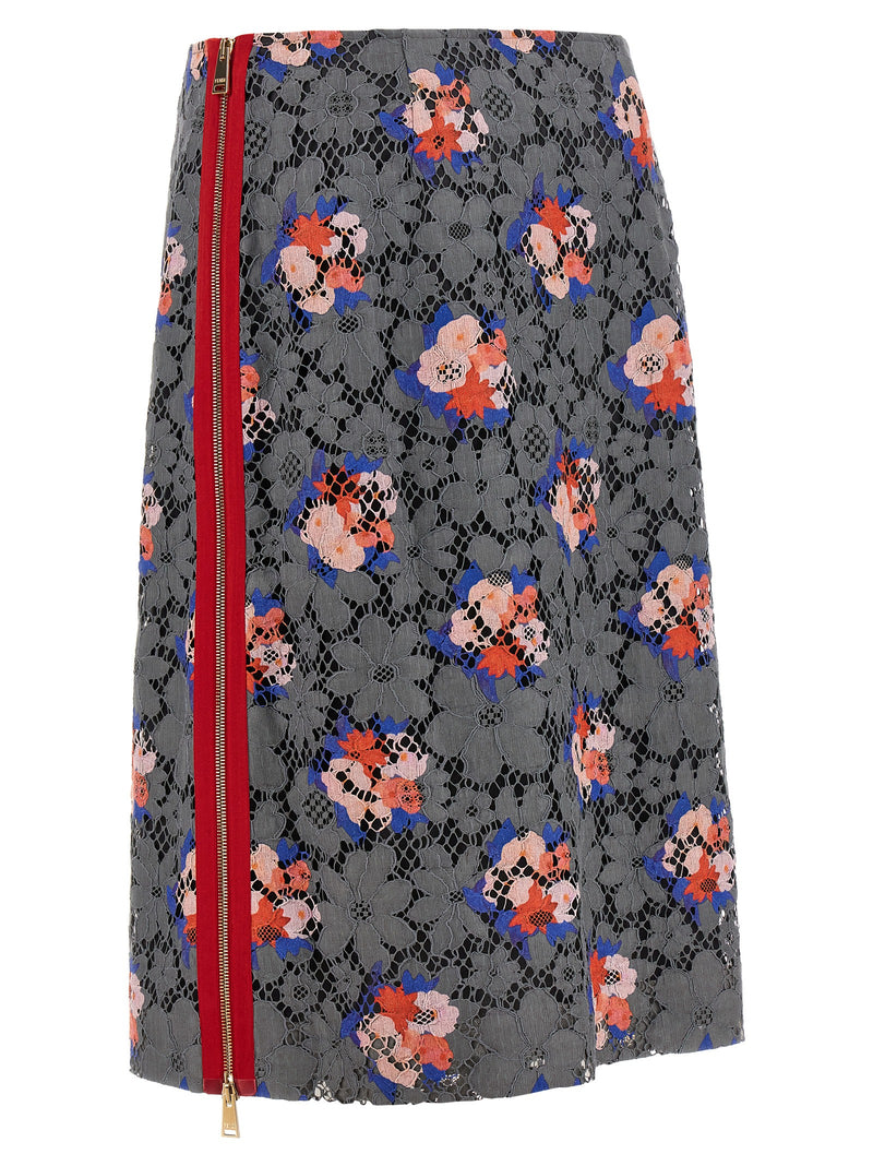 Gray Cotton Midi Skirt