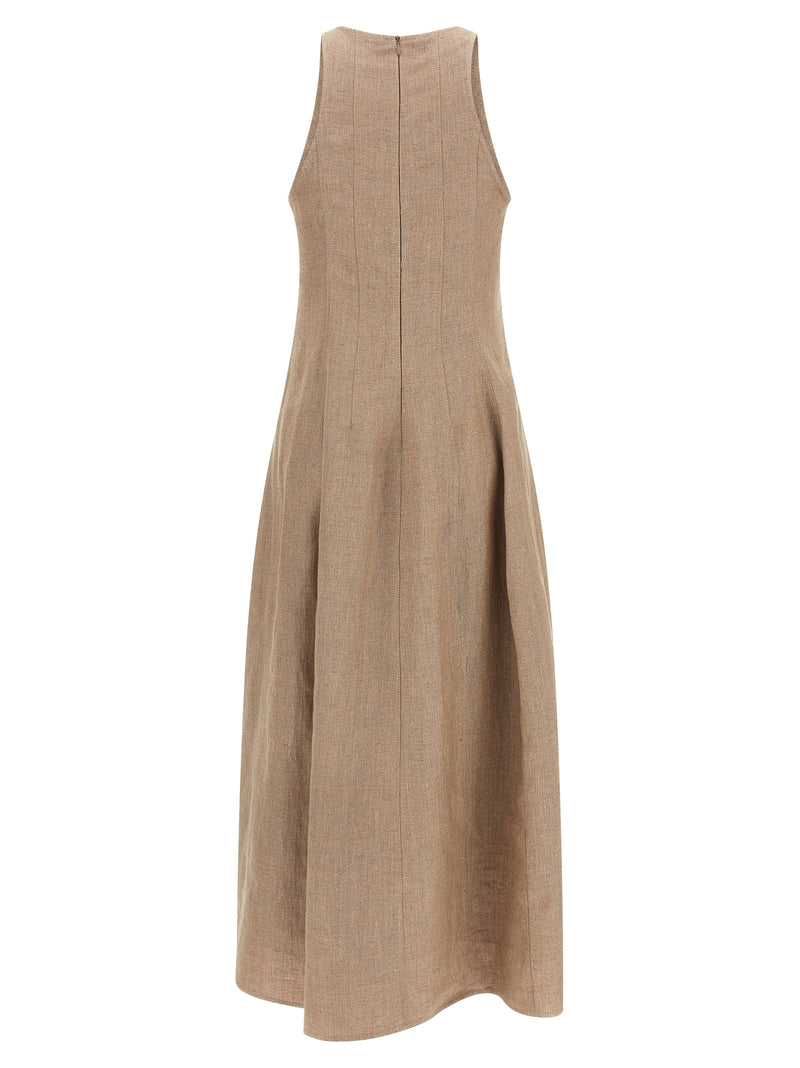 Beige Linen Long Dress