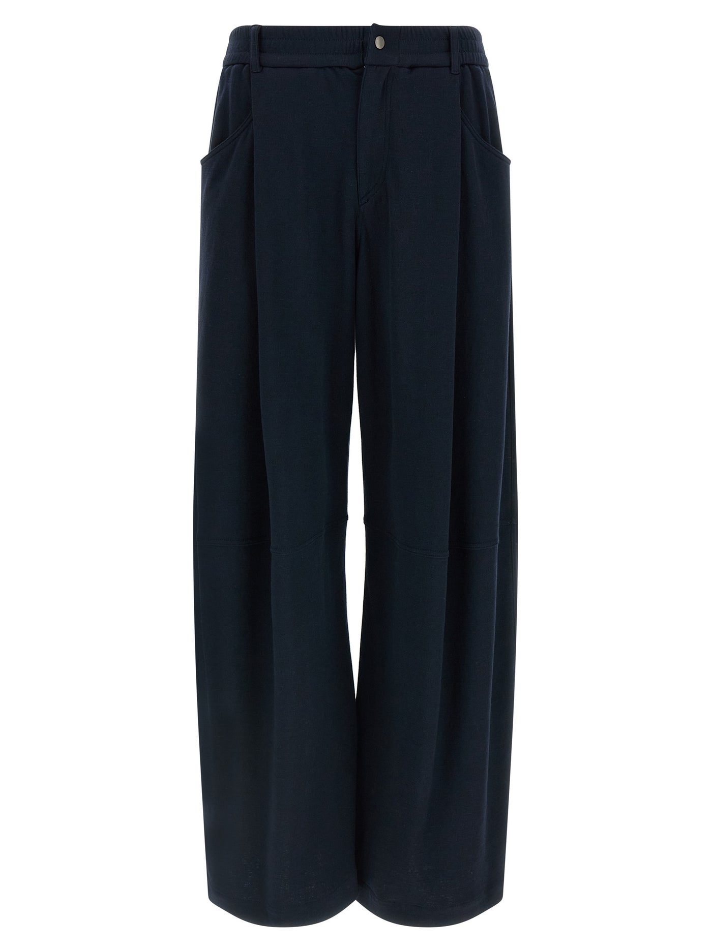 Blue Cotton Casual Pants