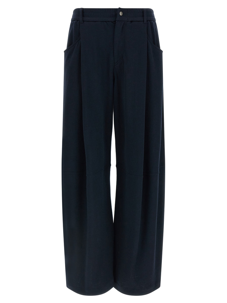 Blue Cotton Casual Pants