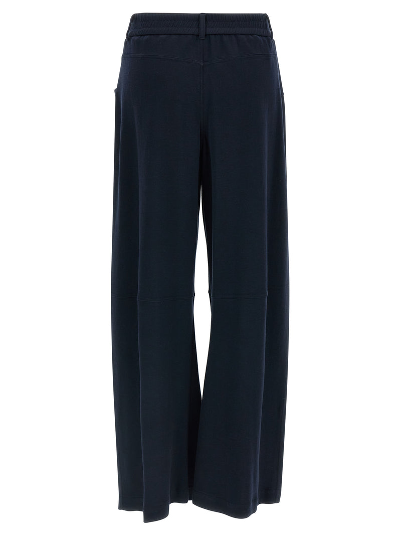 Blue Cotton Casual Pants