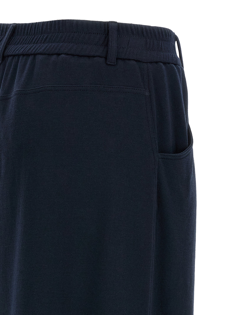 Blue Cotton Casual Pants