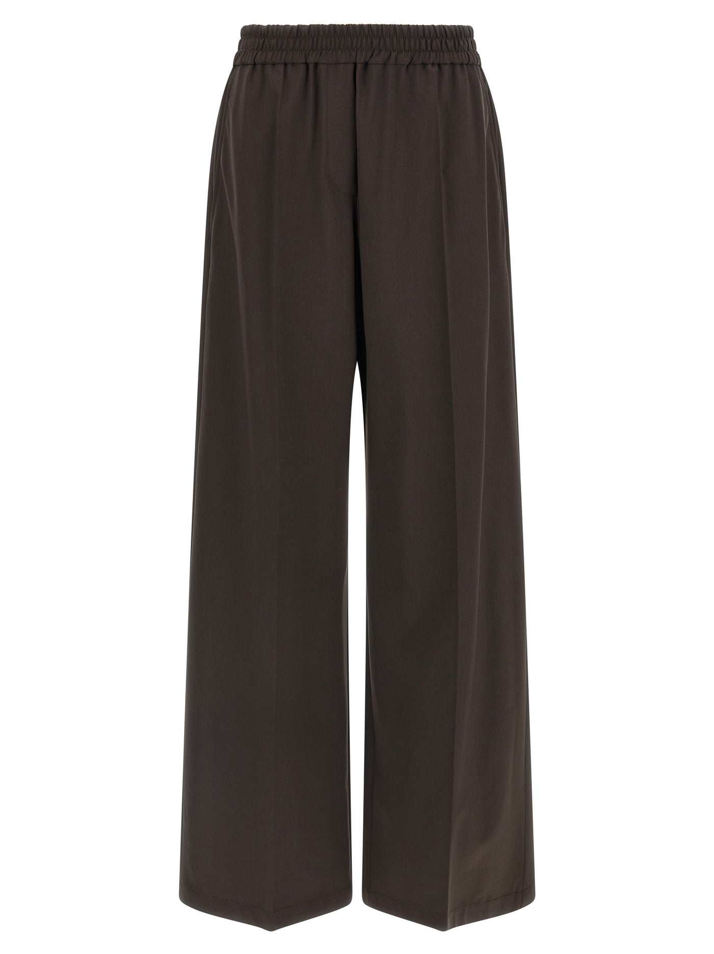 Brown Virgin Wool Casual Pants
