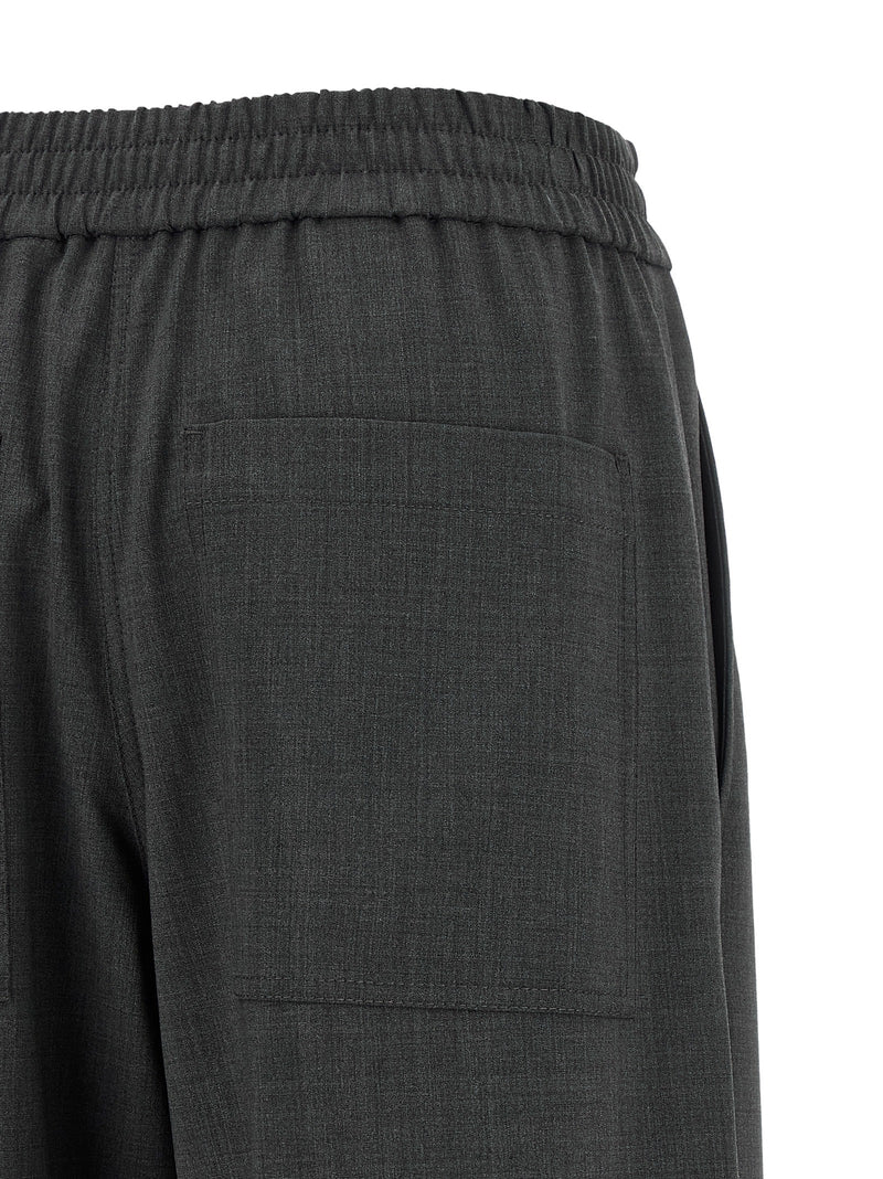 Gray Virgin Wool Flared Pants