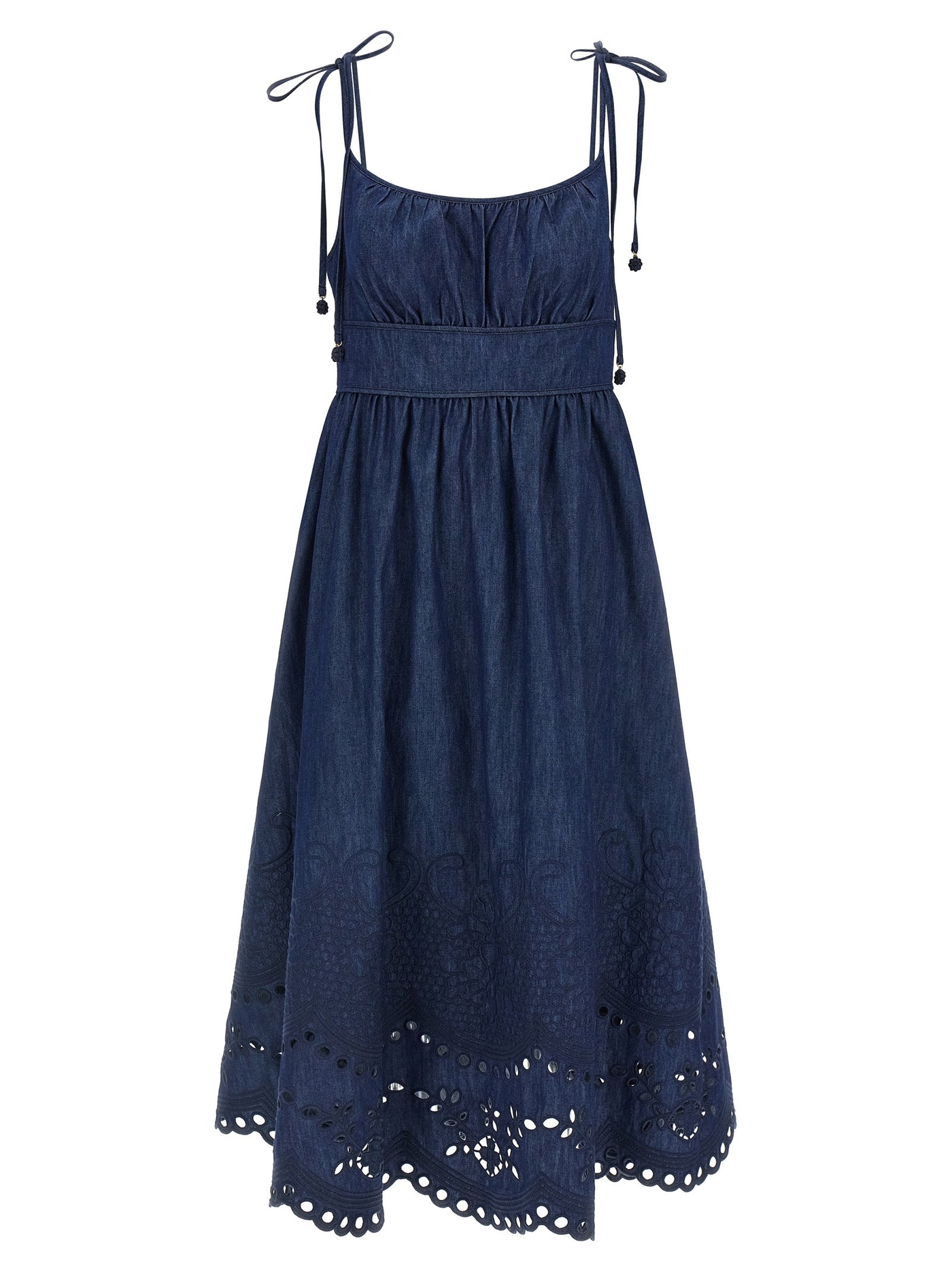 Blue Cotton Midi Dress