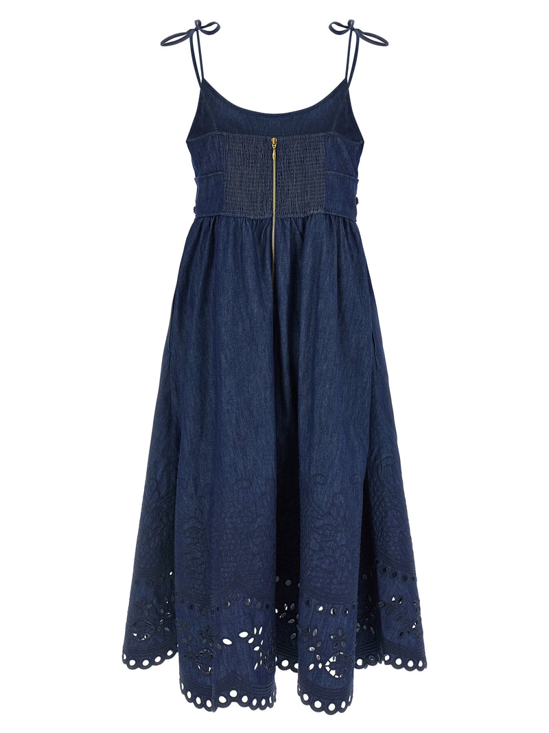 Blue Cotton Midi Dress