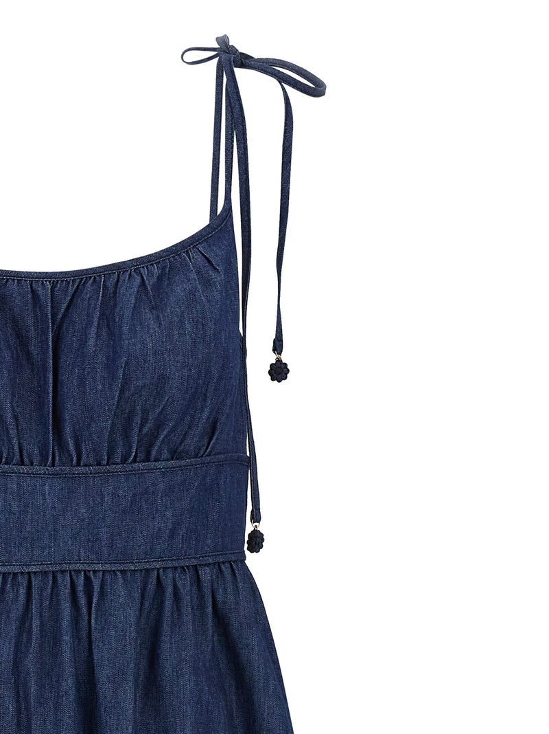 Blue Cotton Midi Dress