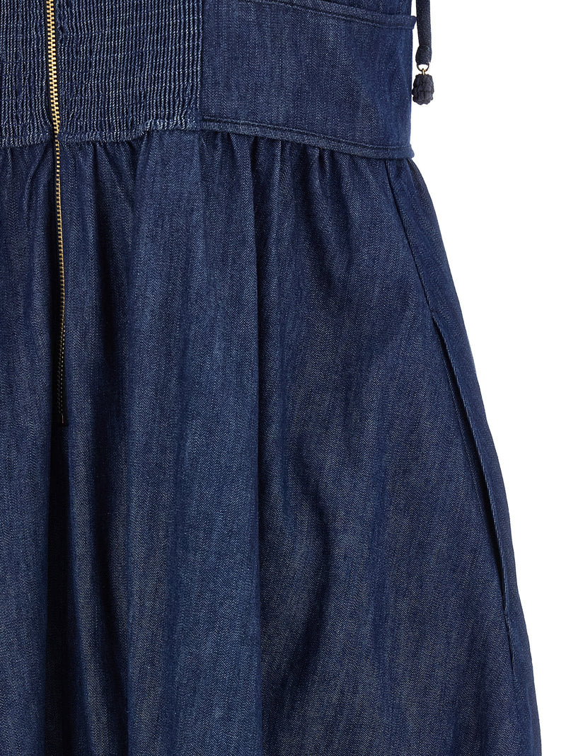 Blue Cotton Midi Dress