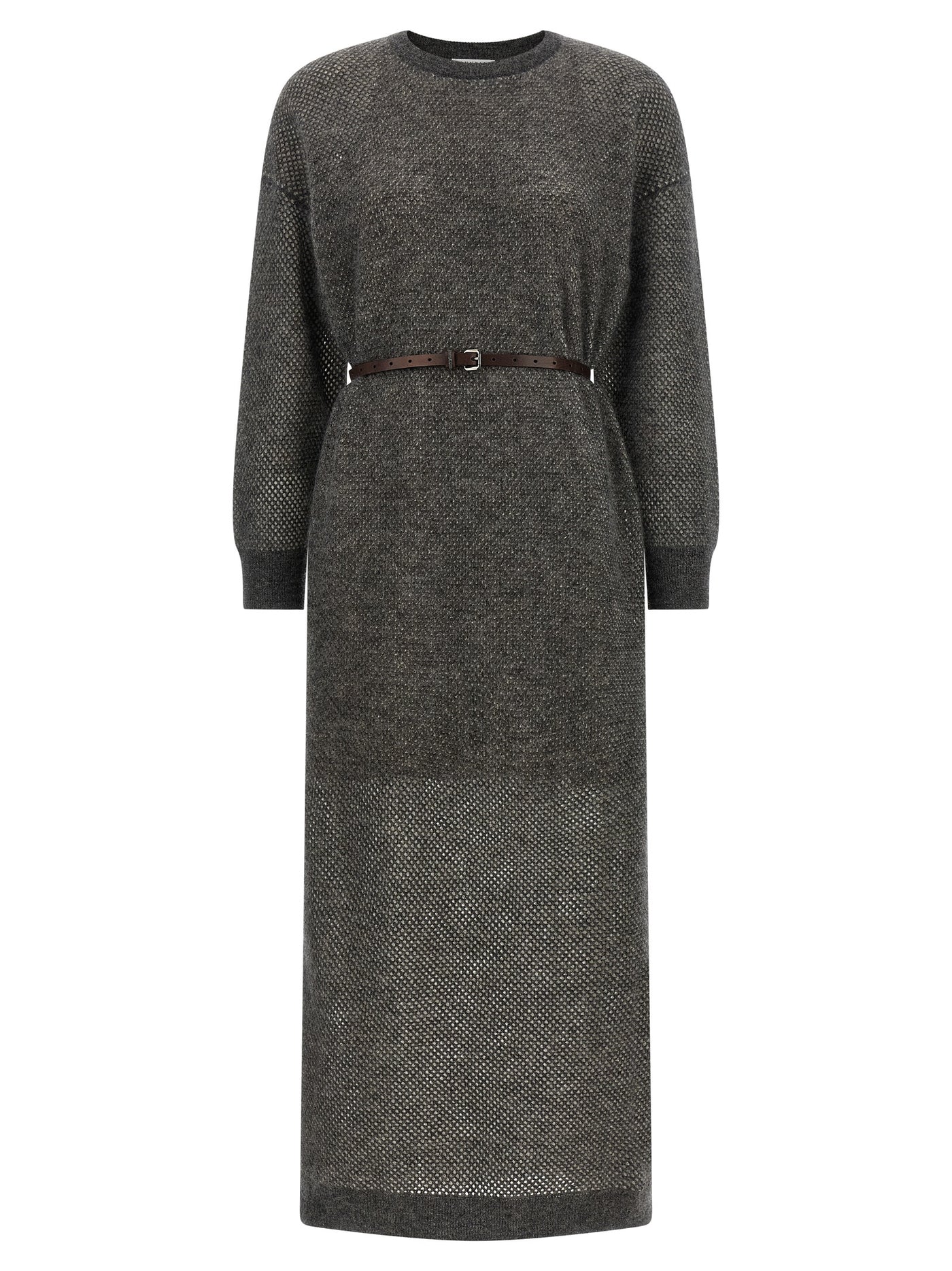 Gray Wool Midi Dress
