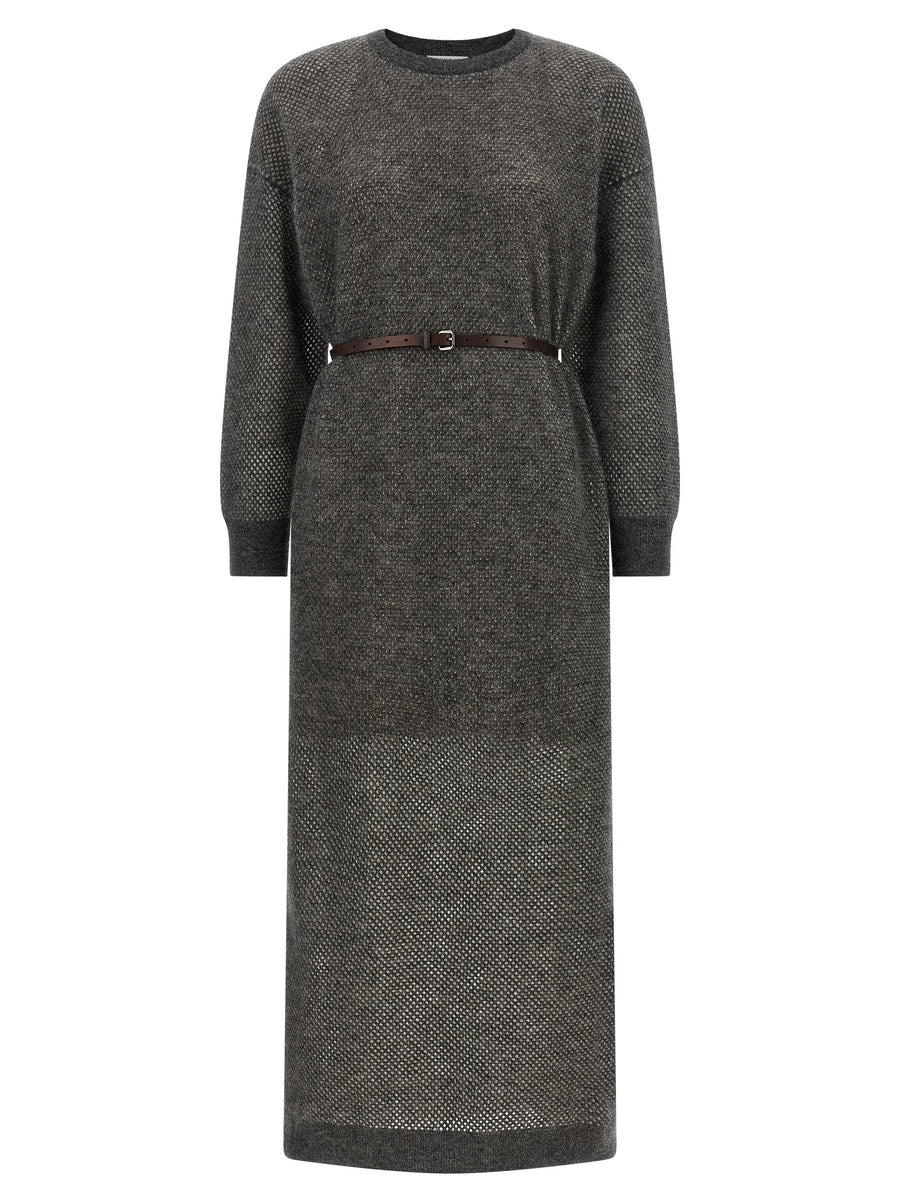 Gray Wool Midi Dress