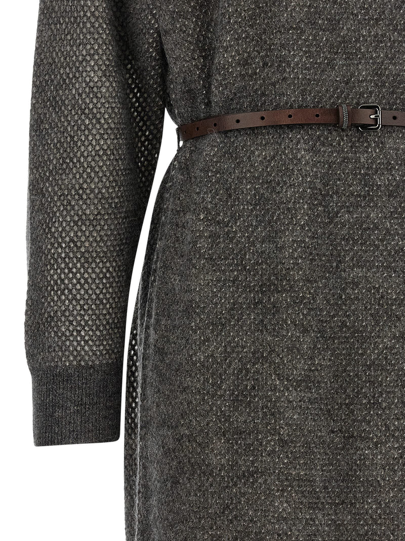 Gray Wool Midi Dress