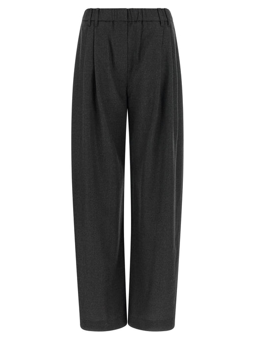 Gray Virgin Wool Casual Pants