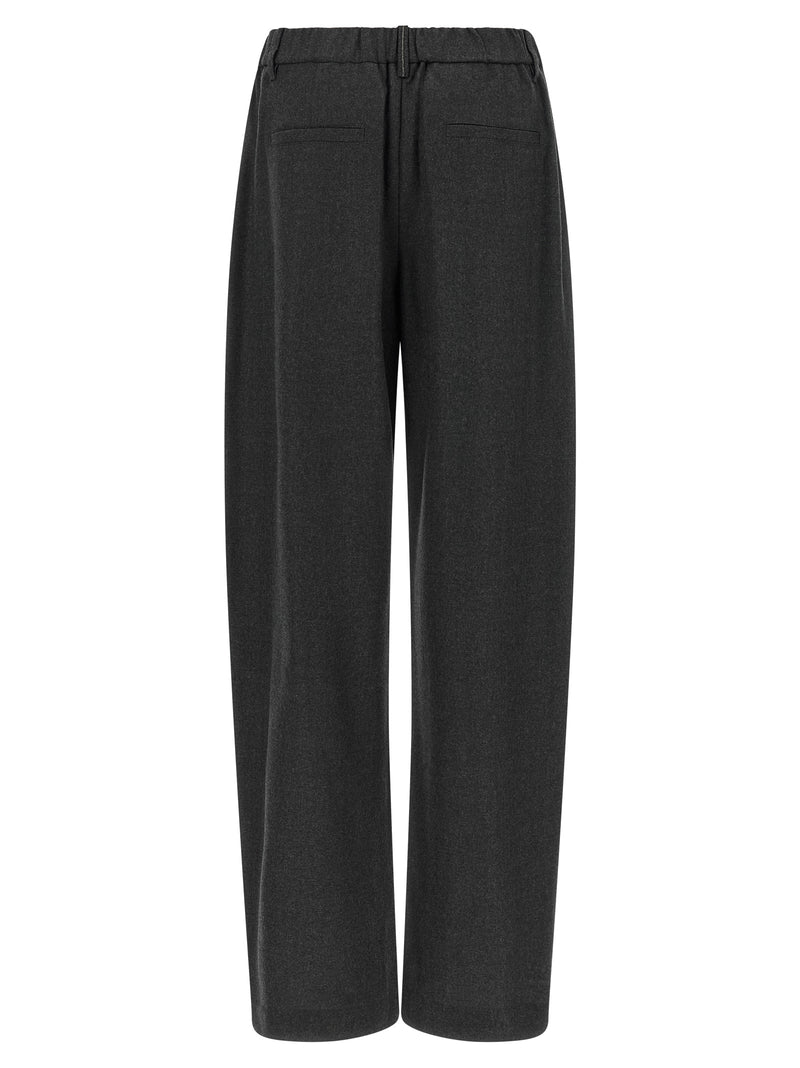 Gray Virgin Wool Casual Pants